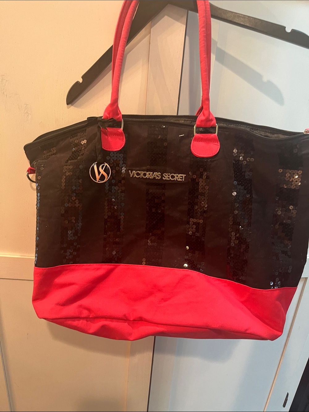 Victoria's Secret Black and Red Sequin Tote